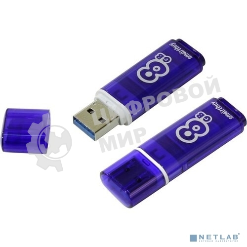 Флешка USB SmartBuy Glossy series Dark Blue (SB8GbGS-DB), 8Gb, USB 3.0/3.1, R/W 70/25, синий