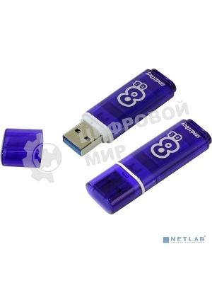 Флешка USB SmartBuy Glossy series Dark Blue (SB8GbGS-DB), 8Gb, USB 3.0/3.1, R/W 70/25, синий