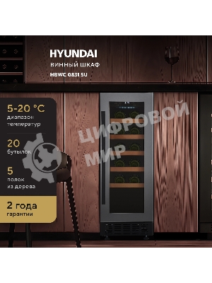Винный шкаф Hyundai HBWC 0831 SU 1-нокамерн. черный
