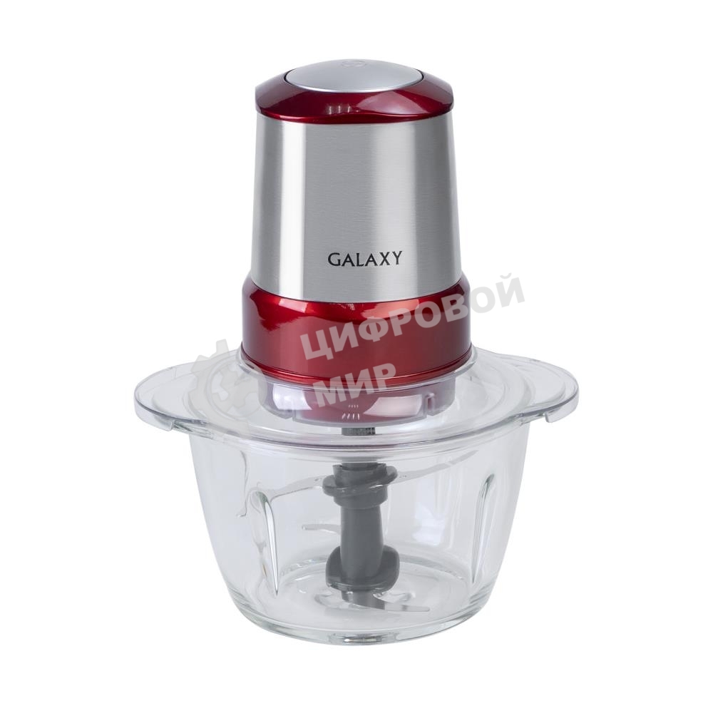 Измельчитель электрический Galaxy Line GL 2354, красный с серебристым, стеклянная чаша 1,2 л, 350 Вт, импульсный режим