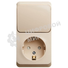 Блок Schneider-electric ЭТЮД О/У БЛОК: Розетка с зазем. со шт. + Выключатель 1-клавиш., кремовый,