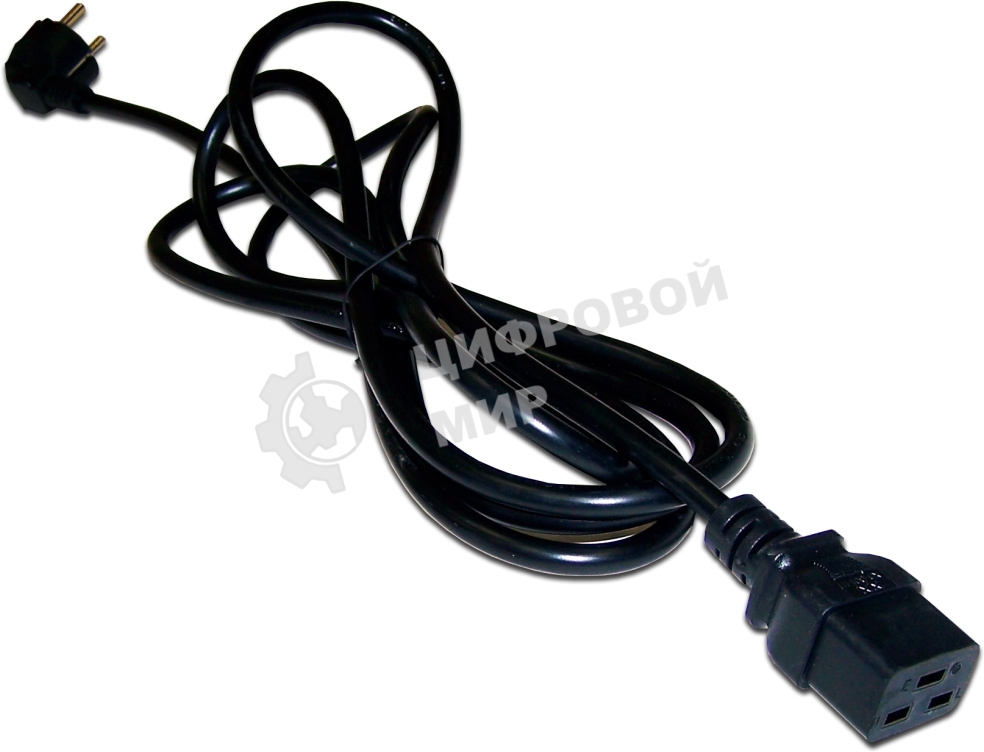 Шнур питания Lanmaster C19-Schuko угловая, 3х1.5, 220В, 16А, черный, 3 метра