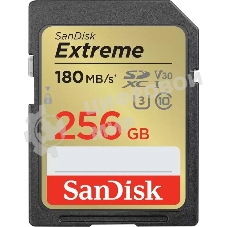 Флеш карта SD 256Gb SanDisk SDXC Class 10 V30 UHS-I U3 Extreme, 180MB/s