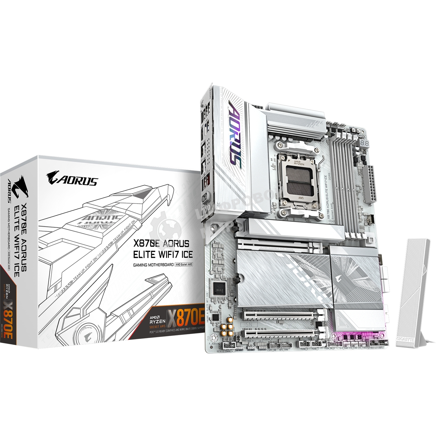 Материнская плата Gigabyte X870E A ELITE WF7 ICE, AM5, AMD X870, 4xDDR5, 4xSATA, 4xM.2, 1xPCIe 5.0 x16, 1xPCIe 4.0 x4, 1xPCIe 3.0 x2, 1xHDMI (v2.1), 2xUSB Type-C, 2xUSB-A 10Gbps, 4xUSB-A 5Gbps, 4xUSB-A 2.0, S/PDIF, 1x2.5Gb LAN, Wi-Fi 7, Bluetooth 5.4, 2x3.5 мм, 7.1, ATX