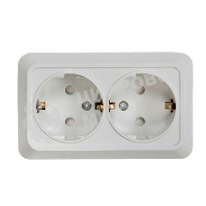 Розетка 2-м BOLLETO защ. шторки с заземл. накл. 7128х белый ASD/IN HOME 4690612000961
