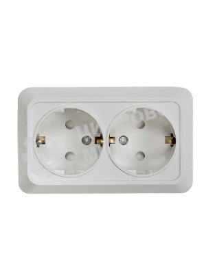 Розетка 2-м BOLLETO защ. шторки с заземл. накл. 7128х белый ASD/IN HOME 4690612000961