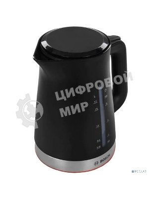 Электрочайник Bosch TWK4M223 черный, 1.7 л, 2400 Вт, скрытый нагревательный элемент