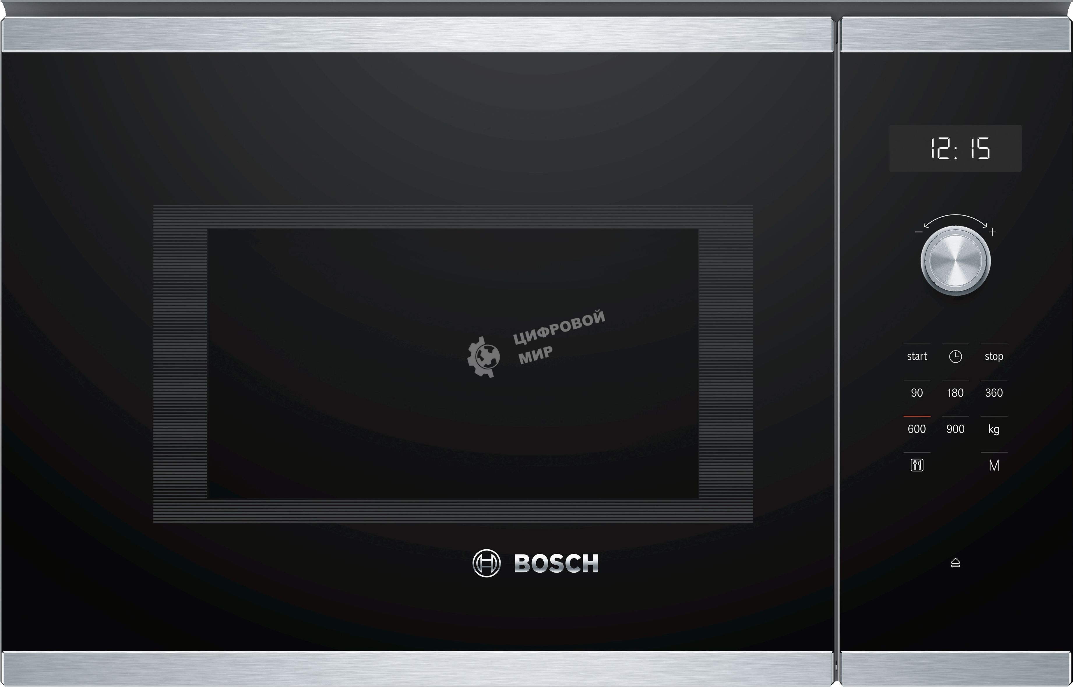 Встраиваемая микроволновая печь Bosch BFL554MS0 нержавеющая сталь/черный, 25 л, 900 Вт, переключатели - поворотный механизм/сенсор