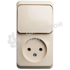 Блок ОП Этюд (1-м розетка без заземл. + 1-кл. выкл.) крем. SchE