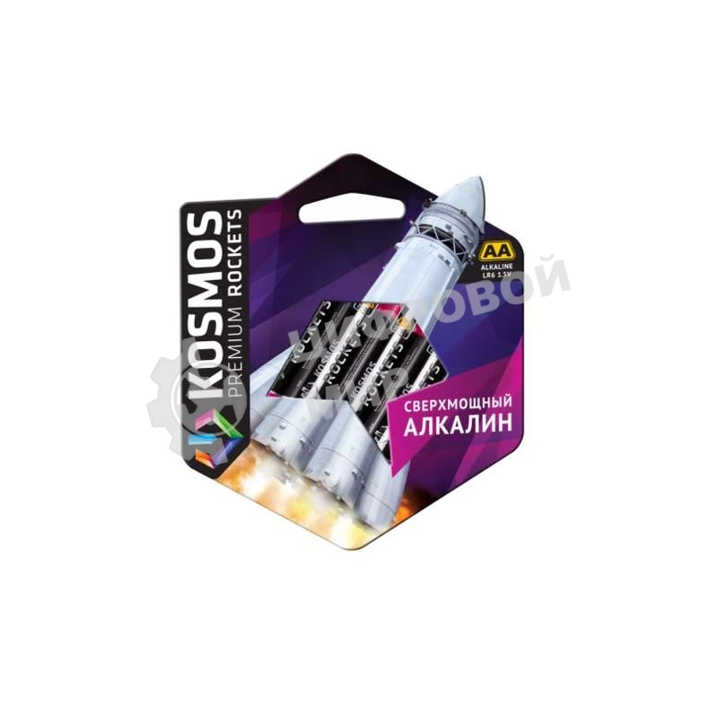 Элемент питания Космос алкалиновый AA/LR6 Kosmos premium ROCKETS (блист.4шт)