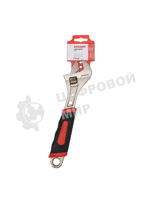 Разводной ключ Rexant 250 мм никелированный, двухкомпонентная рукоятка