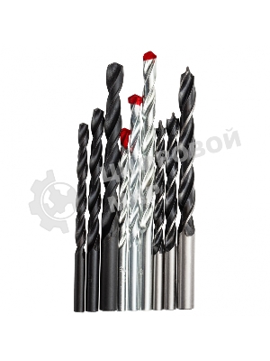Набор сверл Sparta по бетону 5-6-8 мм, металлу 5-6-8 мм, дереву 5-6-8 мм, 9 шт. цилин. хвостовик