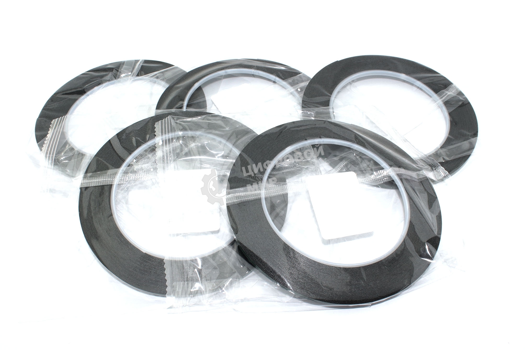 Скотч двусторонний черный вспененный с зеленой защитной лентой толщина 0.5мм ширина 3мм 10м 5 шт