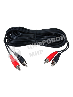 Шнур Rexant 2 RCA - 2 RCA, 3 м, черный (10 шт./уп.)