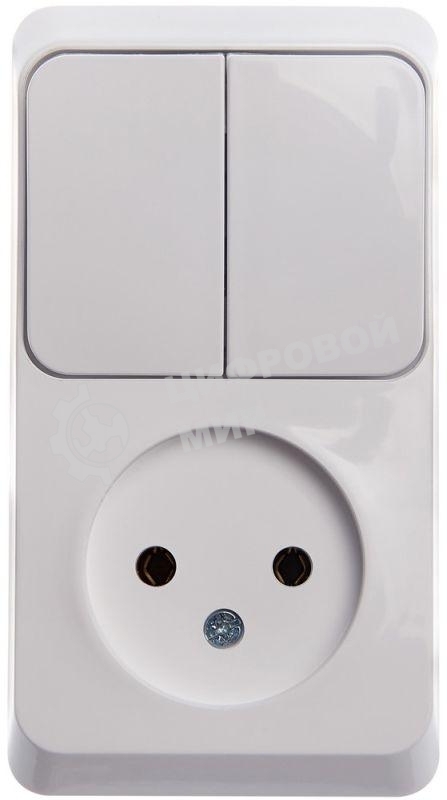 Блок ОП Этюд (1-м розетка без заземления + 2-кл. выкл.) бел. SchE