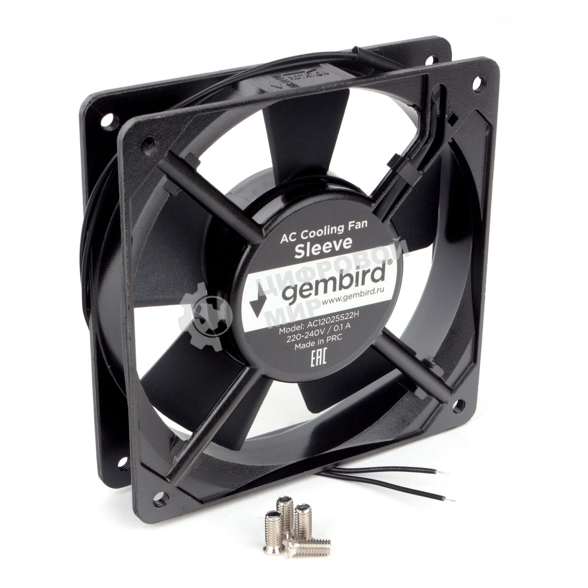 Вентилятор для корпуса Gembird черный, 120 мм, 2100 об/мин, 37.5 дБ, 2 pin