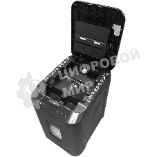 Шредер ГЕЛЕОС АП40-4, DIN P-4 (4 ур-нь секр.), фрагмент 3,9х12мм, АВТОПОДАЧА 170 лист (70г/м2), пл.карты/скрепки/скобы, 37 литров