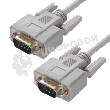 Кабель Greenconnect COM RS-232 порта соединительный 5 m GCR-DB9CM2M-5 m, 9M/9M Premium, серый, пластиковый пакет