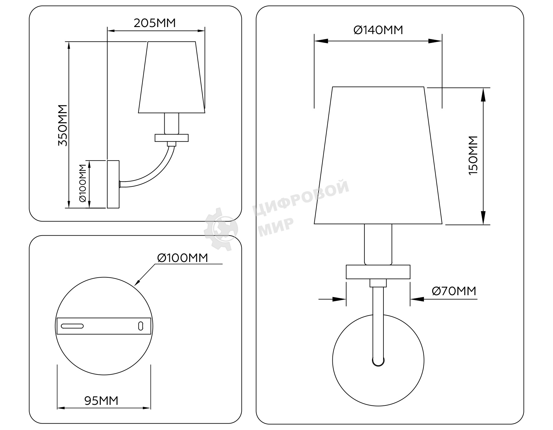 Настенный светильник Ambrella light LH75359 SB/WH бронза/белый E14 max 40W 140*205*350