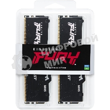 Оперативная память Kingston Fury Beast, DDR5, 64Gb (2x32Gb), 5200MHz, CL40, DIMM, с радиатором, RGB, черный