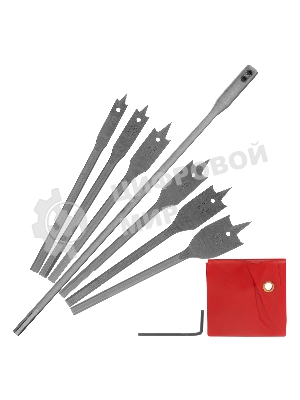 Набор сверл Matrix перовых по дереву, 10-12-16-18-20-25 мм, 6 шт., удлинитель 300 мм 6-гран. хвост.