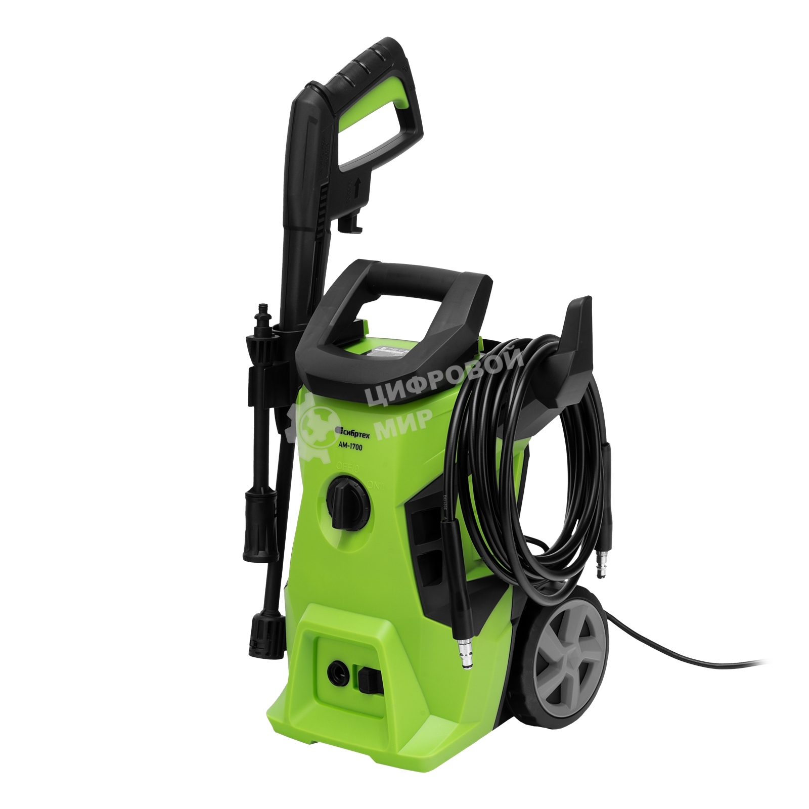 Моечная машина высокого давления Сибртех АМ-1700, 1700 Вт, 130 бар, 350 л/ч, колесная