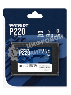 Накопитель SSD Patriot P220, 256Gb, SATA-III, 2.5