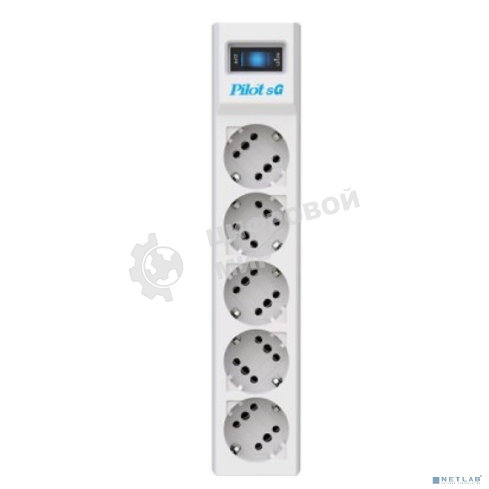 Сетевой фильтр ZIS PILOT Surge protector Pilot SG5 5 outlets (GP), 10A/2.2kVt, automatic circuit-breaker, 5 m