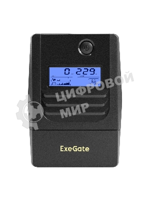Источник бесперебойного питания ExeGate Smart LB-400.LCD.AVR.2SH (400VA/240W, LCD, AVR, 2*Schuko, батарея 12V 4.5Ah, Black)
