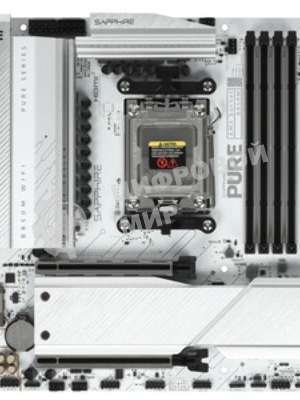 Материнская плата Sapphire B850M PURE WIFI B850, AM5, 4*DDR5, 2*PCIEx16, 2*M.2, 2*TypeC, 3*USB3.2Gen2, 2*USB3.2Gen1, 6*USB2.0, 4*SATA3.0, 2.5G, DP, HDMI, M-ATX, RTL