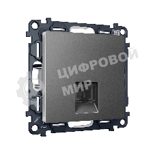 Комплект механизма компьютерной розетки ALFA Антрацит серый RJ-45(8P8C) CAT6 с шторкой QUANT (AP6620, VM188) MA662010