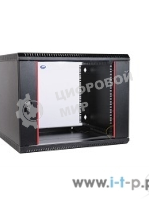 Шкаф телекоммуникационный настенный разборный 9U (600х520) дверь стекло, черный (ШРН-Э-9.500-9005)