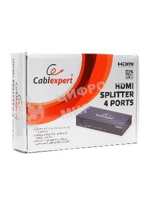 Разветвитель Gembird DSP-4PH4-02 Разветвитель HDMI Cablexpert, HD19F/4x19F, 1 компьютер => 4 монитора, Full-HD, 3D, 1.4v