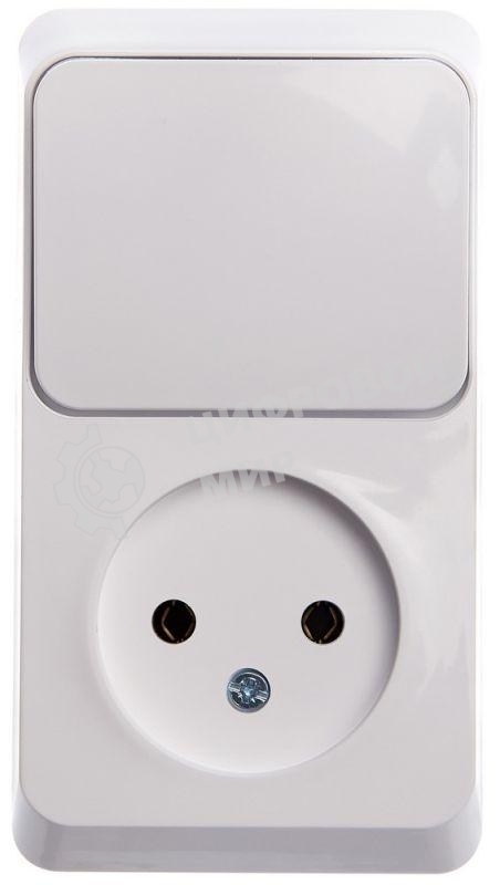Блок ОП Этюд (1-м розетка без заземления + 1-кл. выкл.) бел. SchE