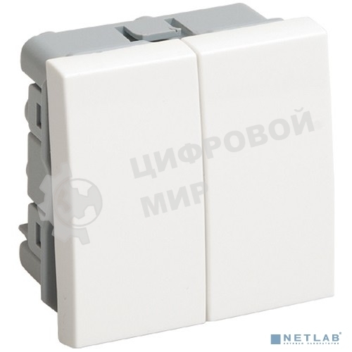 Выключатель двухклавишный (на 2 модуля) ПРАЙМЕР белый