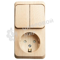 Блок ОП Этюд (1-м розетка с заземл. защ. шторки + 2-кл. выкл.) сосна SchE