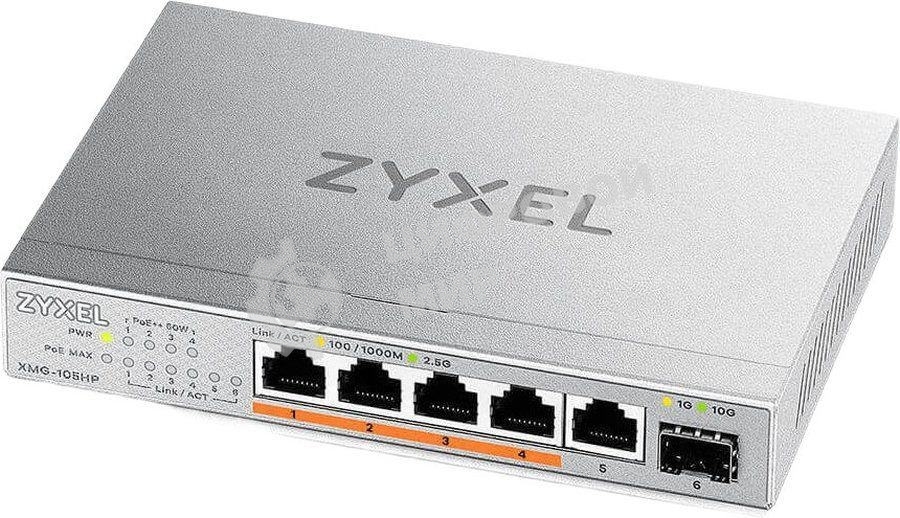 Коммутатор Zyxel XMG-105HP-EU0101F (L2) 5x2.5 Гбит/с 1SFP+ 4PoE++ 70W неуправляемый
