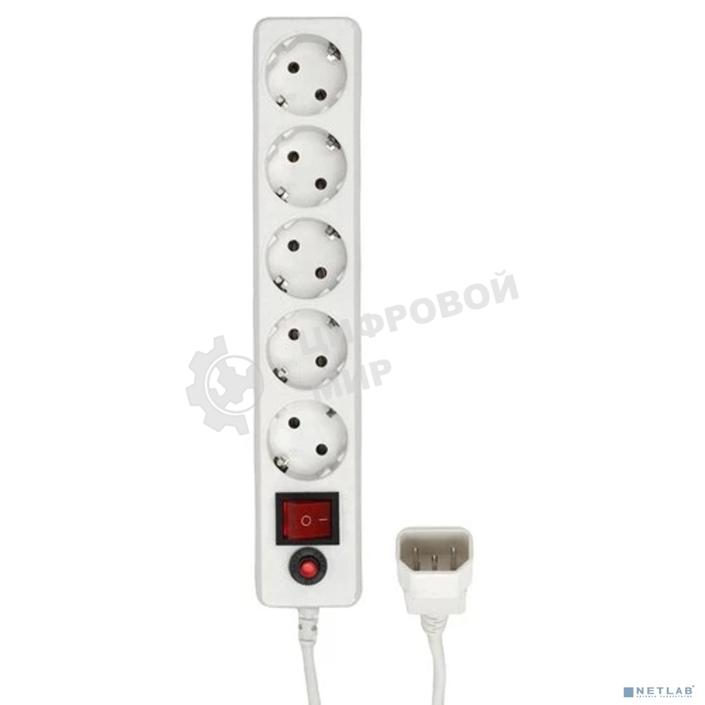 Сетевой фильтр Гарнизон для ИБП, 5 р, 10А, 1.8 м, ур.защиты 4, белый, пакет