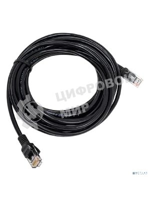 Патч-корд медный UTP Cablexpert PP10-5M/BK cat.5e, 5м, литой, многожильный, черный