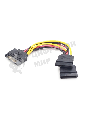 Кабель питания SATA Cablexpert CC-SATAM2F-01, 15pin (M)/2x15pin(F), на 2 SATA устр, 15 см