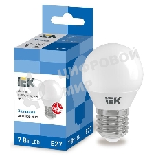 Лампа светодиодная IEK LLE-G45-7-230-65-E27 ECO G45 7Вт шар 230В 6500К E27