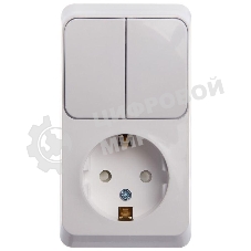 Блок ОП Этюд (1-м розетка с заземл. защ. шторки + 2-кл. выкл.) бел. SchE