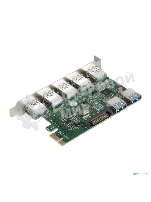 Контроллер ExeGate EXE-317 PCI-E 2.0, 5*USB 3.0 ext + 2*USB 3.0 int, разъем доп.питания (OEM)