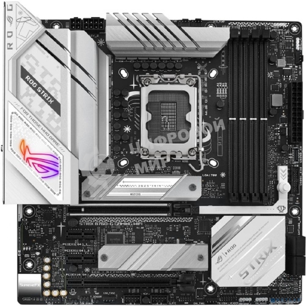 Материнская плата ASUS ROG STRIX B760-G GAMING WIFI, LGA 1700, Intel B760, 4xDDR5, 4xSATA, 2xM.2, 1xPCIe 5.0 x16, 1xPCIe 4.0 x4, 1xHDMI, 1xDP, 1x 2.5Gb LAN, 1xUSB-A 3.2 Gen 2, 2xUSB-A 3.2 Gen 1, 4xUSB-A 2.0, 1xUSB-C 3.2 Gen 1, 1xUSB-C 3.2 Gen 2x2, 5x3.5 м