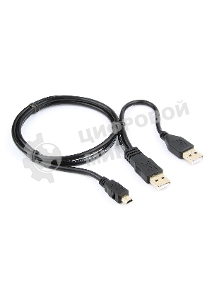 Кабель Gembird/Cablexpert USB 2.0 Pro, 2xAM/miniBM 5P, 0.9м, экран, черный