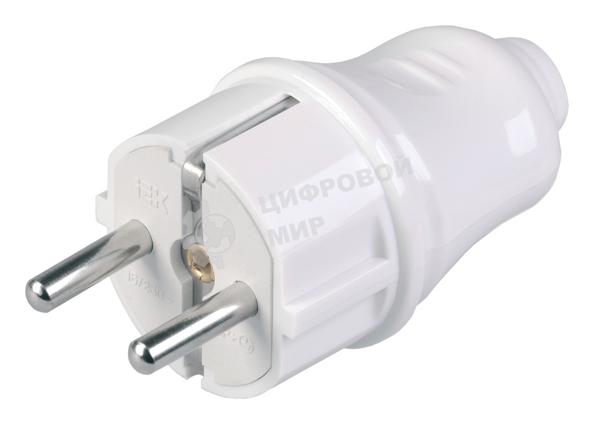 Вилка IEK EVP10-16-01-K01 ВПп10-01-Ст разборная прямая с з/к 16А белая
