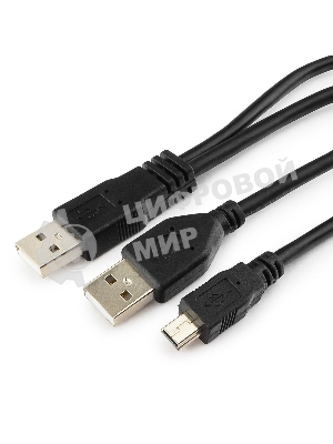 Кабель Gembird/Cablexpert USB 2.0 Pro, 2xAM/miniBM 5P, 0.9м, экран, черный