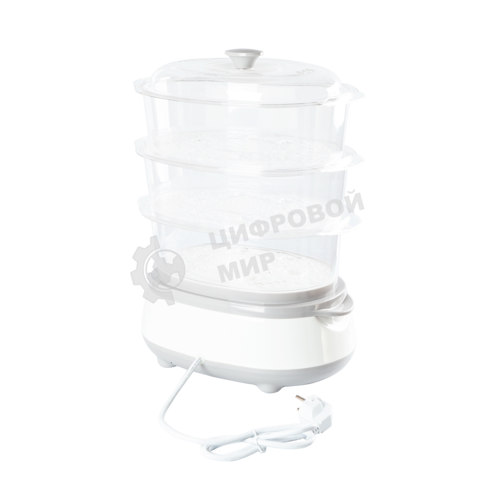 Пароварка электрическая Endever Vita-170, белый/серый, мощность 1000 Вт, объем 11 л