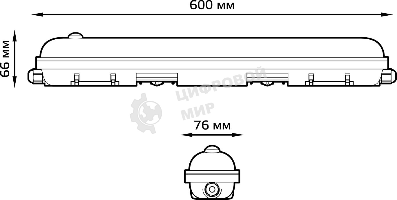 Светильник светодиодный лин Gauss СПП-176 EVO 18W 1980lm 6500K 200-240V IP65 600x76x82мм ИК-сенс и соед в лин LED