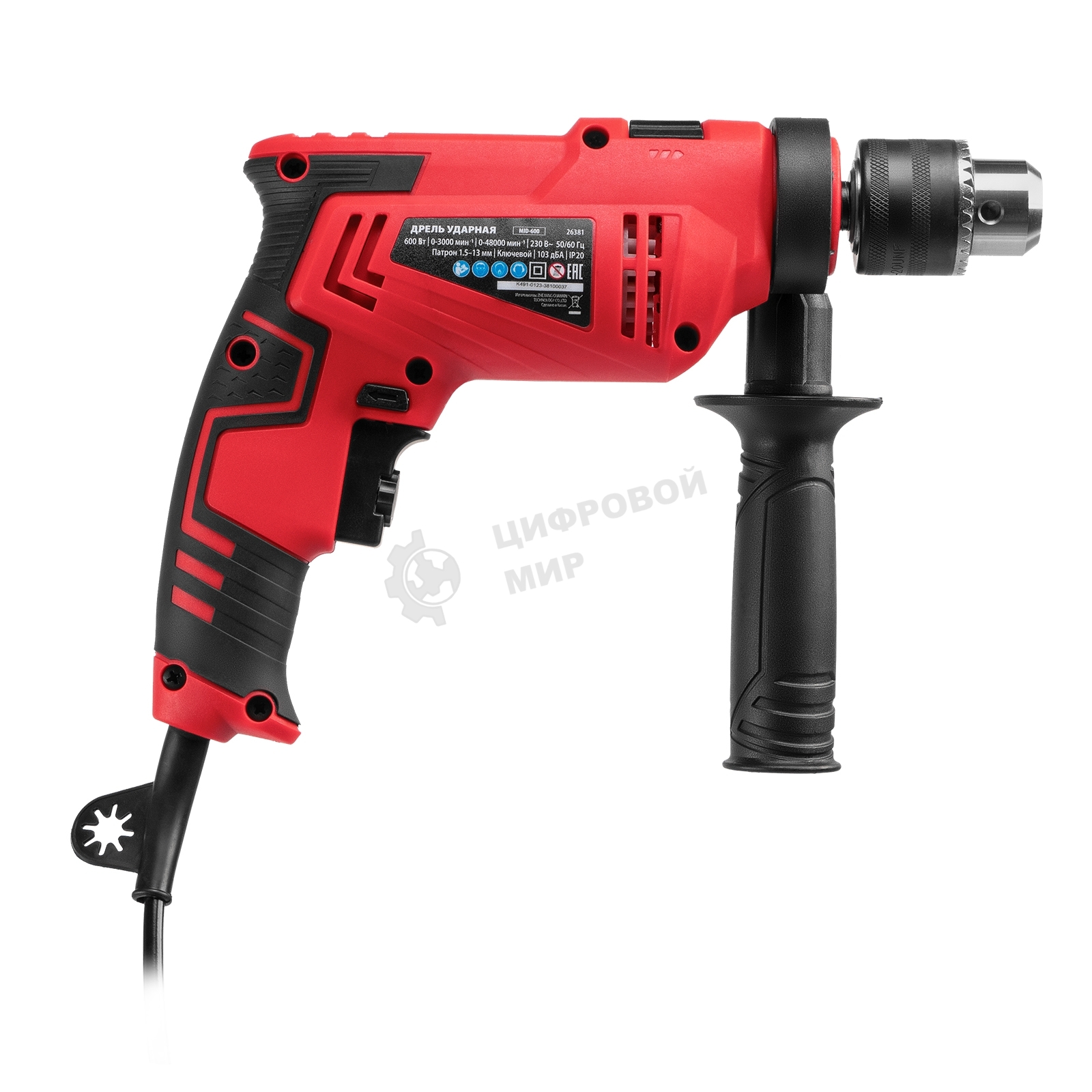 Дрель ударная MTX MID-600, 600 Вт, 0-3000 об/мин, 0-48000 уд/мин